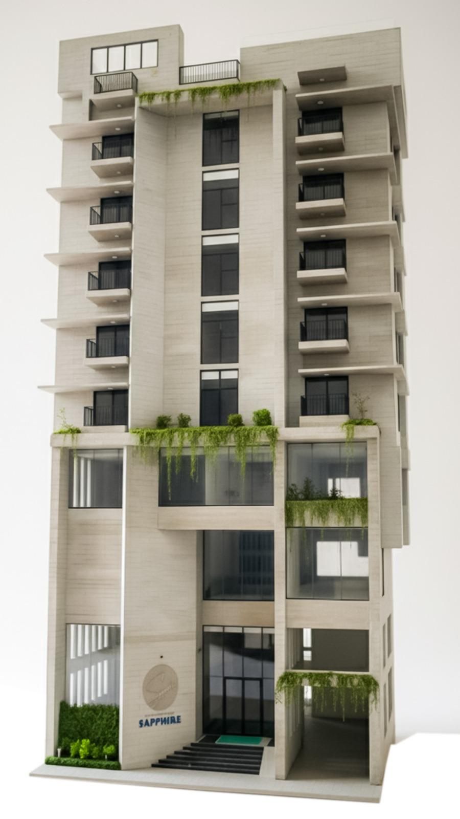 Architectural model of the White Orchid Sapphire hotel building